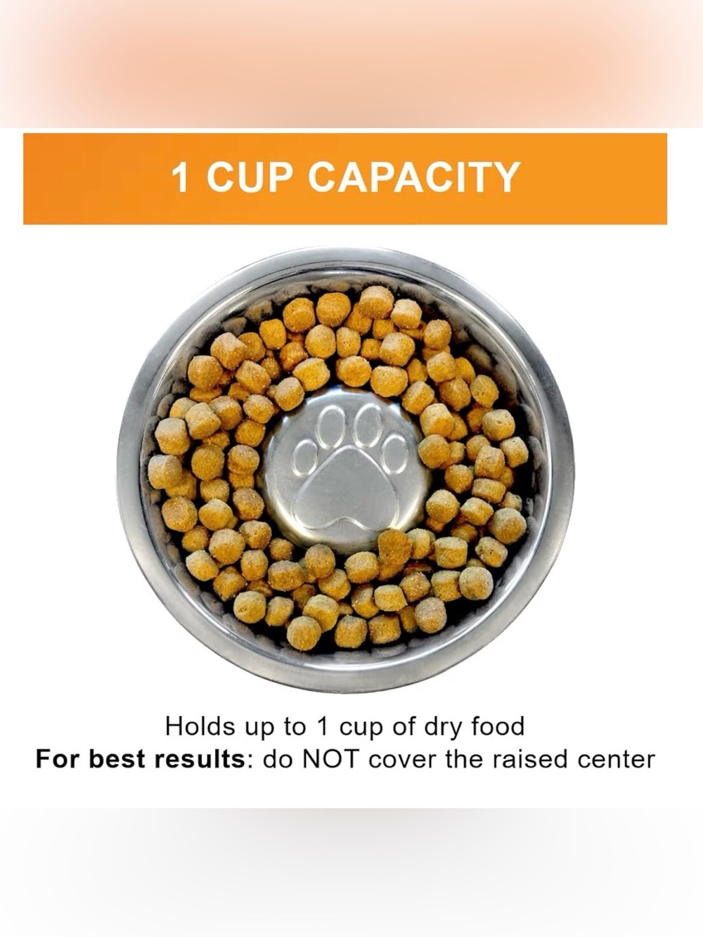 Stainless Steel slow feeder Dog Bowl with Paw Design - Silver
